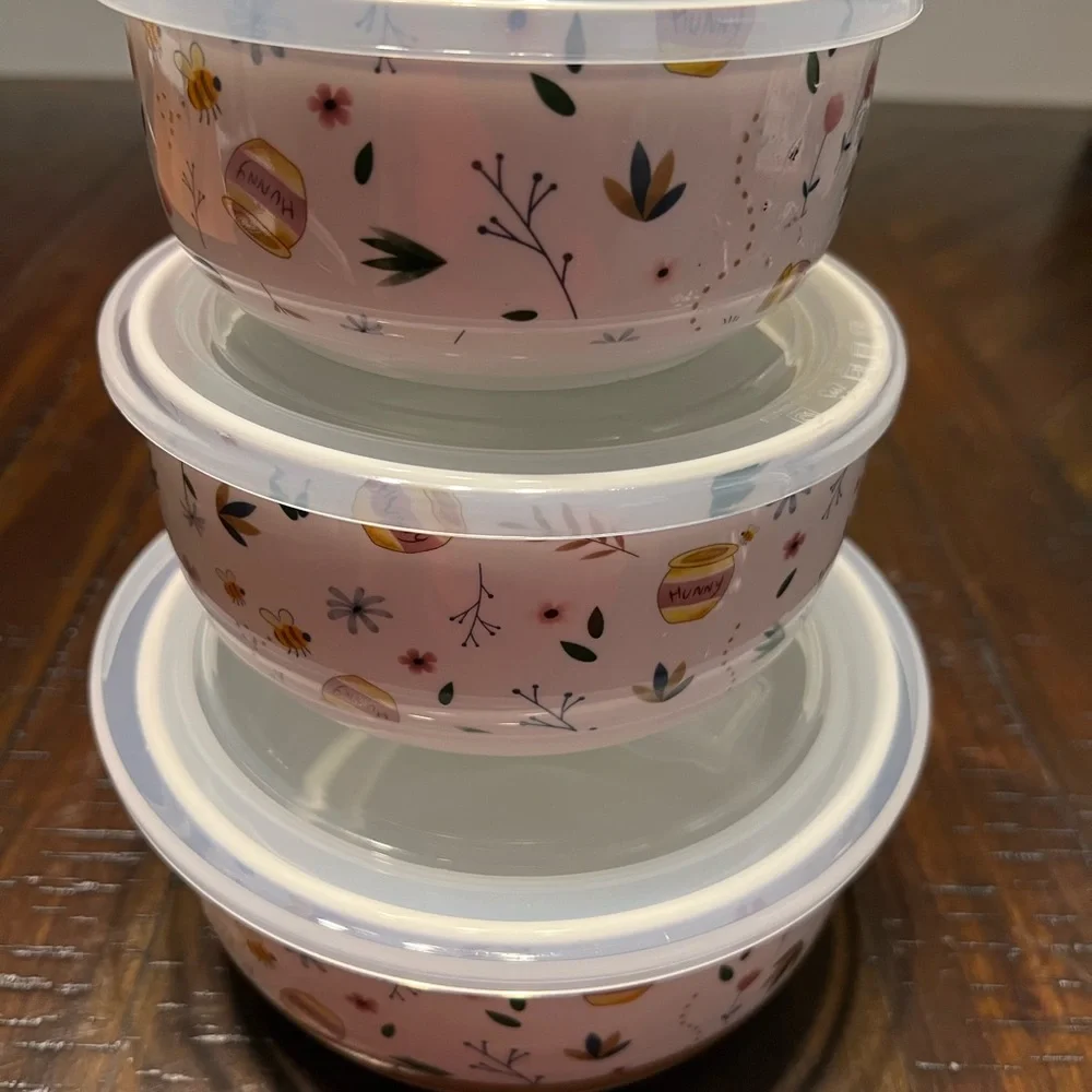 Disney Winnie the Pooh Honey Pot Flowers Bowls with Pressure Release Lids